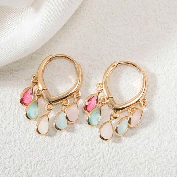 Anthropologie Jewelry - crystal hoop earrings A768